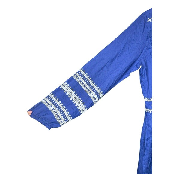 Roller Rabbit Women’s Medium Blue Bohemian Embroidered Peasant‎ Tunic Dress - Picture 4 of 9